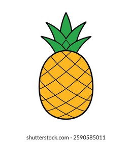 Pineapple Fruit Vector Illustration | Tropical Fruit Clipart EPS