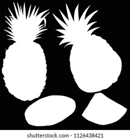 Fruta de la piña, vectorial, silueta