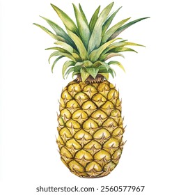 Pineapple fruit watercolor clipart illustration