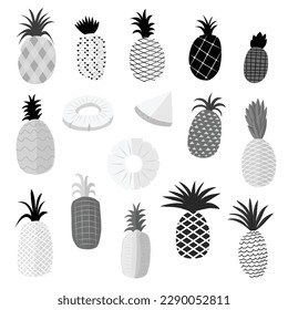 pineapple fruite icon black and white outlines vector illustration