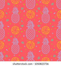 Pineapple fruits seamless pattern background vector format