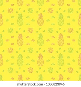 Pineapple fruits seamless pattern background vector format
