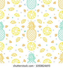 Pineapple fruits seamless pattern background vector format
