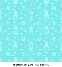 Pineapple fruits seamless pattern background vector format