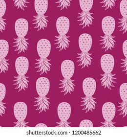 Pineapple fruits seamless pattern in Violet background vector format.