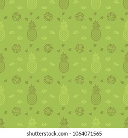 Pineapple fruits seamless summer pattern background vector format