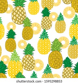 Pineapple fruits seamless vector pattern