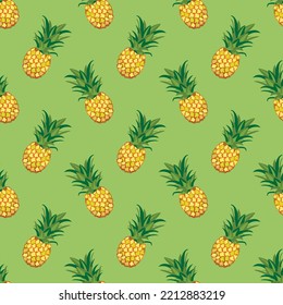 Pineapple fruits seamless vector pattern background. Design for use backdrop all over textile fabric print wrapping paper and others.