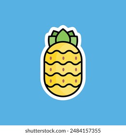 Pineapple Fruits Sticker Vector Illustration
