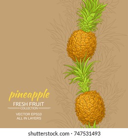 pineapple fruits vector pattern on color background