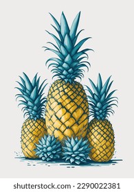 Pineapple Fruits. Watercolor Pineapple. Fresh Pineapple for summer. Pineapple Illustration watercolor