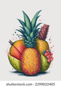 Pineapple Fruits. Watercolor Pineapple. Fresh Pineapple for summer. Pineapple Illustration watercolor