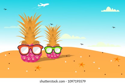Pineapple fun icon Special Happy Summer Time Travel
