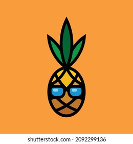 LOGO PINEAPPLE FUN, sencillo y moderno, EPS 10 Vector