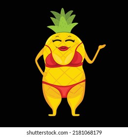Ananas Schöner Charakter, Vektorgrafik.