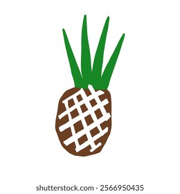 Pineapple. Geometry minimalistic organic fruit. Doodle style icon. Vector cartoon flat isolated illustration