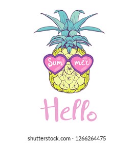 pineapple with glasses design, exotic