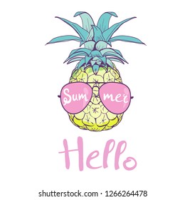 pineapple with glasses design, exotic