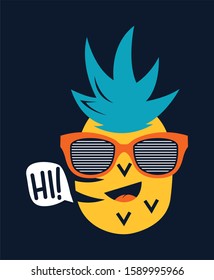 Pineapple with glasses design vector illustration ready for print on tee, poster and other uses.