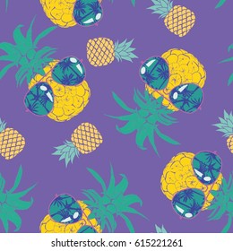 pineapple with glasses pattern,  vector, illustration