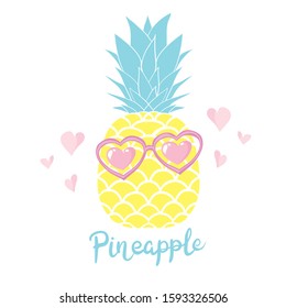 Pineapple in Glasses. Summer Concept Background Vector Illustration EPS10