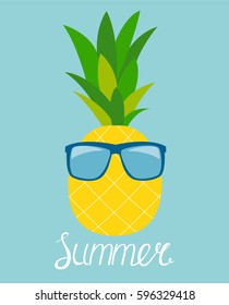 Pineapple in Glasses. Summer Concept Background Vector Illustration EPS10