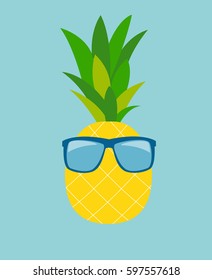 Pineapple in Glasses. Summer Concept Background Vector Illustration EPS10