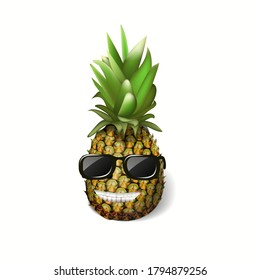 pineapple with glasses tropical vector illustration