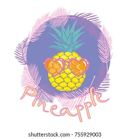 pineapple with glasses tropical vector illustration