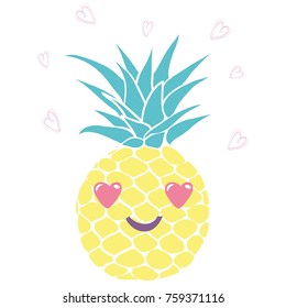 pineapple with glasses tropical, vector, illustration, design, exotic, food