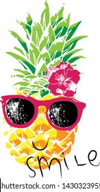 pineapple with glasses vector illustration