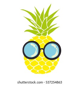 pineapple with glasses - vector, illustration