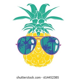 pineapple with glasses - vector, illustration