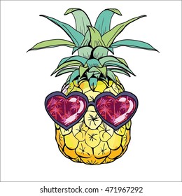 pineapple with glasses-vector illustration