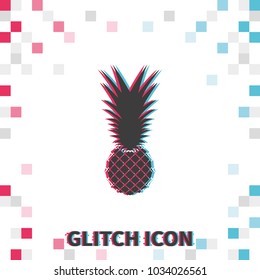 Pineapple  glitch effect vector icon.