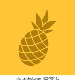 Pineapple glyph color icon. Silhouette symbol. Ananas. Negative space. Vector isolated illustration