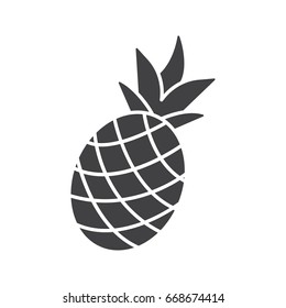 Pineapple glyph icon. Silhouette symbol. Ananas. Negative space. Vector isolated illustration