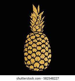 pineapple gold illustration isolated on white background. Design elements for logo, label, emblem, sign, menu. Vector illustration.