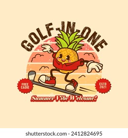 Pineapple Golf Mascot Logo Vintage and Retro