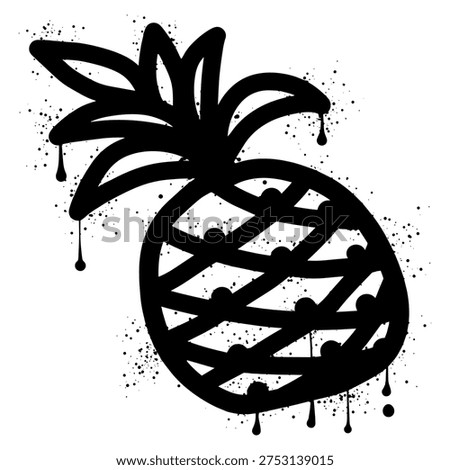 Pineapple graffiti with black spray paint