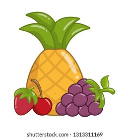 pineapple grape and cherry strawberry