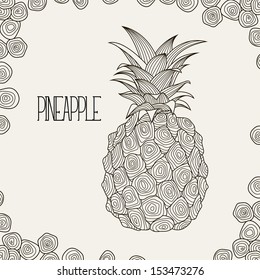 Pineapple. Graphic stylized drawing. Vector illustration