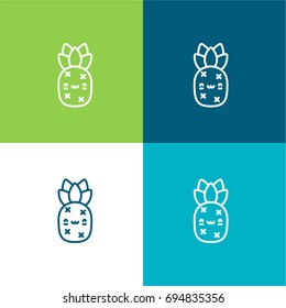 Pineapple green and blue material color minimal icon or logo design
