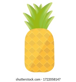 Pineapple with green leaf.Tropical exotic fruit isolated on white background. Symbol organic food, summer, healthy. Vector illustration eps10 isolated on white background