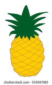 Pineapple with green leaves on white background Vector illustration