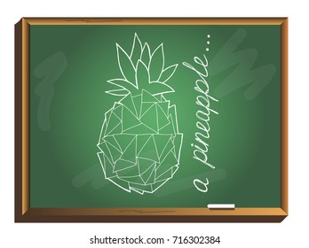 pineapple. Hand draw modern decorative fruit object isolated on chalkboard. Summer food illustration