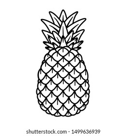 Pineapple hand drawing old school tattoo. Vector illustration on white background.