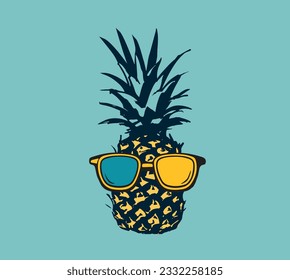 Pineapple hand drawn illustrations, vector.	