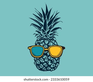 Pineapple hand drawn illustrations, vector.	