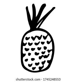 Pineapple. Hand drawn outline doodle icon. Transparent isolated on white background. Vector illustration for greeting cards, posters, patches, prints for clothes, emblems.